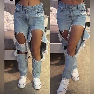 AE ripped mom jeans